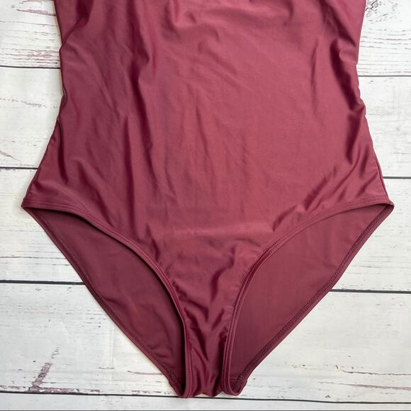 On The Beach burgundy full piece bathing suit - Picture 3 of 12